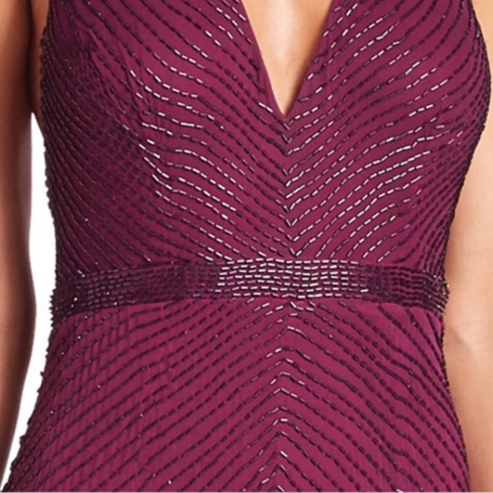 Aidan Mattox fully beaded V-neck sleeveless Open back long gown - Picture 6 of 9